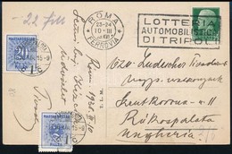 1938 Képeslap Rómából Rákospalotára 22f Portóval / Postcard From Rome To Hungary, With 22f Postage Due - Sonstige & Ohne Zuordnung
