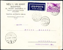 1938 Légi Levél Zürichbe  / Airmail Cover To Zürich - Autres & Non Classés