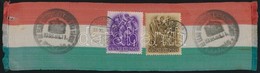 1938 Nemzetiszínű Szalagra Ragasztott Bélyegek 'AZ ELSŐ VISSZATÉRT MAGYAR VÁROS IPOLYSÁG' Alkalmi Bélyegzéssel / Stamps  - Sonstige & Ohne Zuordnung