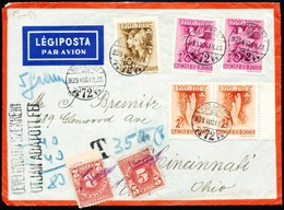 1939 Légi Levél Az Egyesült Államokba, Ott Portózva / Airmail Cover To The USA, With Postage Due - Autres & Non Classés