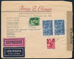 1944 Cenzúrázott Expressz Légi Levél Spanyolországba / Censored Express Airmail Cover To Spain - Autres & Non Classés