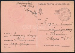 1940 Tábori Lap Kétnyelvű Vasúti Bélyegzéssel / Field Postcard With Bilingual Railway Postmark - Altri & Non Classificati