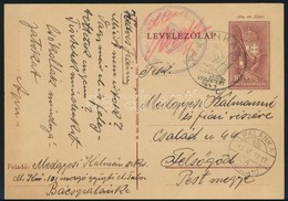 1941 Díjjegyes Levelezőlap ,,M.KIR. 101 Mozgó Gyűjtő Elosztó Tábor' ,,PALANKA VISSZATERT' Alkalmi Bélyegzéssel / PS-card - Sonstige & Ohne Zuordnung