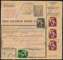 1945 (2. Díjszabás) Csomagszállító Kisegítő 15P Bérmentesítéssel / Parcel Card With 15P Franking 'BUDAPEST' - 'SÁRVÁR' - Sonstige & Ohne Zuordnung