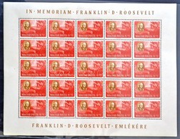 ** 1947 Roosevelt 25-ös Teljes ívsor (350.000) / Mi 985-992 Complete Sheets Of 25 Stamps (szokásos Apró Gumiráncok A Ker - Other & Unclassified