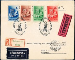 1948 Ajánlott, Expressz, Légi Levél Centenárium Sor Záróértékeivel Bérmentesítve Első Napi Bélyegzéssel Svájcba / Regist - Otros & Sin Clasificación