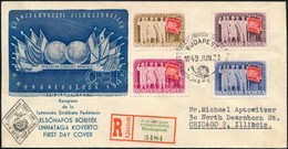 1949 Szakszervezet Ajánlott FDC Chicagóba / Mi 1041-1044 Registered FDC To Chicago - Altri & Non Classificati