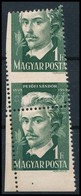 ** 1950 Petőfi Sándor 1Ft Pár Nagyon Látványos Elfogazással / Mi 1085 Pair With Strongly Shifted Perforation (apró Rozsd - Autres & Non Classés