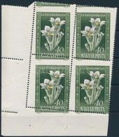 ** 1950 Virág I. 40f ívsarki Négyestömb Nagyon Látványos Elfogazással / Mi 1113 Corner Block Of 4 With Strongly Shifted  - Autres & Non Classés