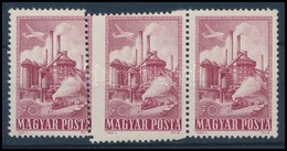 ** 1950 Repülő 70f Látványosan Elfogazott Hármascsík / Mi 1122 Stripe Of 3 With Interesting Misperforation - Sonstige & Ohne Zuordnung