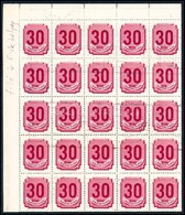 O 1950 Forint-fillér Portó 30f Hajtott Teljes 100-as ív, Benne 'fillé' Tévnyomat / Mi Postage Due 182 X Folded Complete  - Sonstige & Ohne Zuordnung