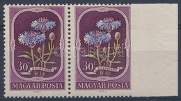 ** 1951 Virág (II.) 30f Jobb Oldalon Fogazatlan ívszéli Pár / Mi 1208 Pair, Imperforate On The Right Side - Autres & Non Classés