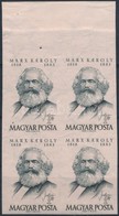 ** 1953 Karl Marx ívszéli Vágott Négyestömb (32.000) / Mi 1305 Imperforate Margin Block Of 4 - Autres & Non Classés