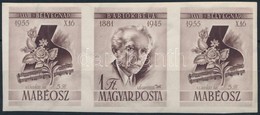 ** 1955 Bartók Béla Vágott Bélyeg Jobb, Illetve Bal Oldali Szelvénnyel / Mi 1452Zf Imperforate, Coupon On Both Sides - Sonstige & Ohne Zuordnung