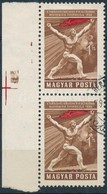 O 1959 Magyar Tanácsköztársaság 1Ft ívszéli Pár, ívszélen Illesztőkereszt és Bélyegrészlet / Mi 1580 Margin Pair With As - Autres & Non Classés