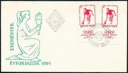 1964 Évfordulók Verso Tokyo Fogazott és Vágott Bélyeg FDC-n (40.000+) / Mi 2041 Perforated And Imperforate Stamp On FDC - Andere & Zonder Classificatie