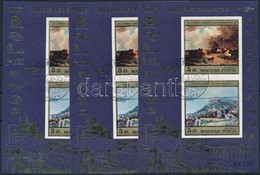 O 1976 3 Db Festmény XV. Vágott Blokk (18.000) / 3 X Mi 117 Imperforate Blocks - Other & Unclassified