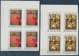 ** 1990 Ferenczy Noémi és Ferenczy Béni Vágott Sor ívsarki Négyestömbökben (12.000) / Mi 4095-4096 Imperforate Corner Bl - Altri & Non Classificati