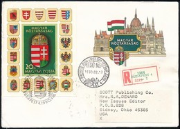 1990 A Magyar Köztársaság Címere Vágott Blokk Ajánlott FDC-n  / Mi 211 Imperforate Block On Registered FDC - Andere & Zonder Classificatie