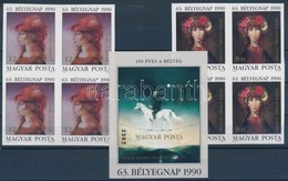 ** 1990 Bélyegnap Sor Vágott Négyestömbökben + Vágott Blokk (23.500) / Mi 4107-4108 Imperforate Blocks Of 4 + 212 Imperf - Otros & Sin Clasificación