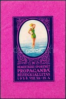 ** 1938/5b Siófoki IV. Nemzetközi Sporthét Propaganda Bélyegkiállítás Piros Emlékív / Souvenir Sheet - Altri & Non Classificati