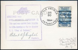 1934 Fotóképeslap New Yorkba, Antarktisz Expedíció / Posctard To New York 'LITTLE AMERICA ANTARCTICA' - Sonstige & Ohne Zuordnung