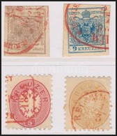 O 1850-1864 4 Db Bélyeg Piros Ajánlási Bélyegzéssel / 4 Stamps With Red REGISTERED Postmark - Sonstige & Ohne Zuordnung