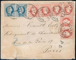 1875 Második Súlyfokozatú Levél 6 X 5kr + 2 X 10kr Bérmentesítéssel Bécsből Párizsba / 2nd Weight Class Cover With 6 X 5 - Autres & Non Classés