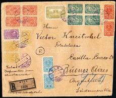 1920 Inflációs Ajánlott Levél 17 Db Bélyeggel Bécsből Argentínába / Registered Cover With 17 Stamps Franking From Vienna - Andere & Zonder Classificatie