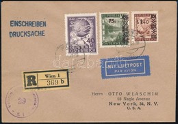 1947 Ajánlott Légiposta Nyomtatvány Bécsből New Yorkba, Hátoldali érkezési Bélyegzéssel / Registered Airmail Printed Mat - Sonstige & Ohne Zuordnung