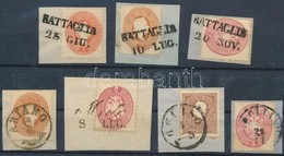 1858-1864 7 Db Soldis Bélyeg Kivágáson / 7 Stamps On Cutting - Andere & Zonder Classificatie