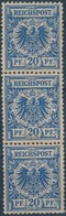 ** 1889 Mi 48b Függőleges Hármascsík / Vertical Stripe Of 3 Certificate: Claus Petry (kis Foltok, Elszíneződött Gumi, Ki - Autres & Non Classés