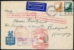 1934 Katapultposta Levél Budapestre / Katapult Post Cover From Steamer Bremen To Hungary - Sonstige & Ohne Zuordnung