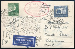 1938 Zeppelin Képeslap Légi Postán Küldve Az Egyesült Államokba / Zeppelin Postcard To The USA '100. GEBURTSTAG DES ZEPP - Sonstige & Ohne Zuordnung