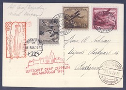 1931 Zeppelin Magyarországi útja, Képeslap Budapestre / Zeppelin Flight To Hungary, Postcard To Budapest - Autres & Non Classés