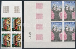 ** 1971 Mi 634-635 Vágott üres Mezős Négyestömbök / Imperforate Blocks Of 4 With Blank Fields - Otros & Sin Clasificación