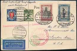 1929 Zeppelin Világ Körüli útja Levelezőlap Bostonba / Zeppelin Around The World Flight Postcard To Boston (gyűrött A Sz - Altri & Non Classificati