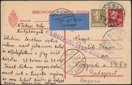 1933 Díjkiegészített Díjjegyes Levelezőlap Légipostával Budapestre / PS-card With Additional Franking, Airmail To Hungar - Autres & Non Classés