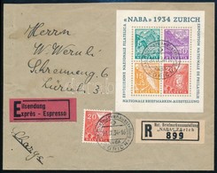 1934 NABA Bélyegkiállítás Blokk Ajánlott Levélen Elsőnapi Bélyegzéssel / Mi 1 Block On Registered Cover With First Day C - Otros & Sin Clasificación