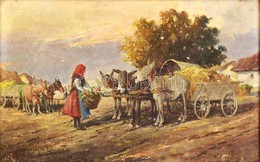 Gutaházy Németh Gyula (1892-1959): Piaci Jelenet. Olaj, Vászon, Jelzett, Festék Kopásokkal, Keretben, 25×39 Cm - Other & Unclassified