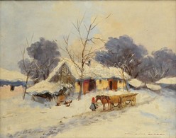 Németh György (1888-1962): Tél A Tanyán. Olaj, Vászon, Jelzett, Keretben, 40×50 Cm - Andere & Zonder Classificatie