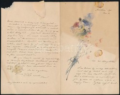 Neogrády Antal (1861-1942): Édes Kis Margitkám München 1890. Akvarell, Papír, Foltos, Jelzett (Tonid), 15×8 Cm. Az Akvar - Autres & Non Classés