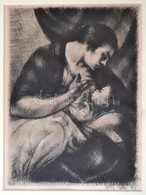 Uitz Béla (1887-1972): Szoptató Anya. Rézkarc, Papír, Jelzett, üvegezett Keretben, 23.5×17 Cm - Autres & Non Classés