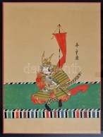 Japán, XIX. Sz. Vége: Szamuráj Tábornok. Akvarell-papír. Jelzett. 26x37 Cm Üvegezett Keretben / Japan, Samurai General.  - Sonstige & Ohne Zuordnung