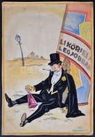 1924 Gönczi-Gebhardt Tibor (1902-1994): Likőr Plakát Terv, Vegyes Technika, Papír. 36×26 Cm / Poster Plan, Watercolor, P - Reclame