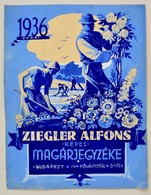 Cca 1936 Pál György (1906-1986): Ziegler Alfonz Képes Magárjegyzéke.. Pecséttel Jelzett Globus Nyomdás Terv. Akvarell, P - Reclame