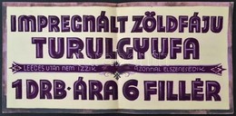 Cca 1930 Impregnált Zöldfájú Turul Gyufa. Pecséttel Jelzett Globus Nyomdás Gyufacímke Terv. Akvarell, Papír,  / Match Ad - Werbung