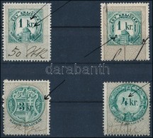 O 1868 1,3,4 Kr 4 Db, Foltokkal, Kitörésekkel / With Dots, Break-outs - Sin Clasificación