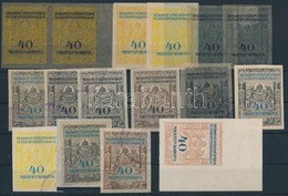 1904 Budapest Városi Illetékbélyeg 40K Fázisnyomatai, 16 Db / City Of Budapest, 16 Phase Prints Of The 40K Stamp - Non Classés