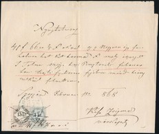 1868  Nyugtatvány Szekszárd. 1866 4 Kr (MBK 122A, Kékes)  (36 000) + 15kr (fehér Papírú) - Sin Clasificación